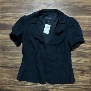 Banana Republic Navy Blue Short-Sleeve Button-Front Jacket
